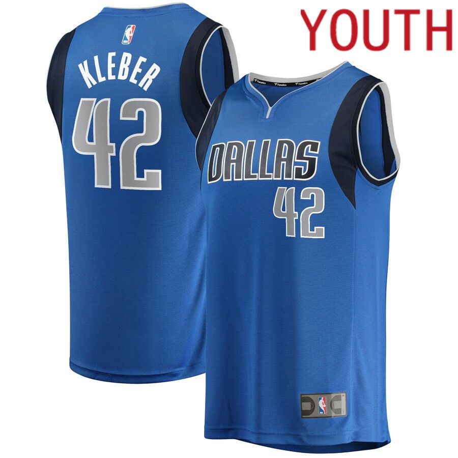 Youth Dallas Mavericks 42 Maxi Kleber Fanatics Branded Blue Fast Break Player NBA Jersey